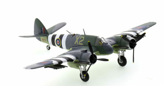 Front starboard side view of the 1/72 scale diecast model Bristol Beaufighter TF.X s/n NE775/X2 of No. 445 Squadron, Royal Australian Air Force "Anzac Strike Wing" England, June 1944 - Corgi Aviation Archive AA28603