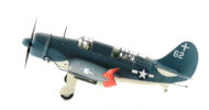 Port side view of the 1/72 scale diecast model Curtiss SB2C-3 Helldiver  "White 62" of Bombing Squadron 18 "Sunday Punches", United States Navy, Battle of Leyte Gulf, October 1944 - Hobby Master HA2215