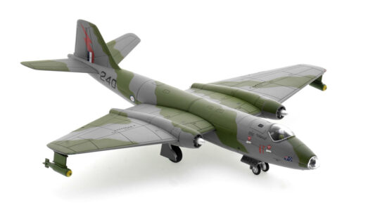 Front starboard side view of the 1/72 scale diecast model GAF Canberra B.20 s/n A84-240 of No. 2 Squadron, Royal Australian Air Force, Vietnam, 1969 - Corgi Aviation Archive AA34710